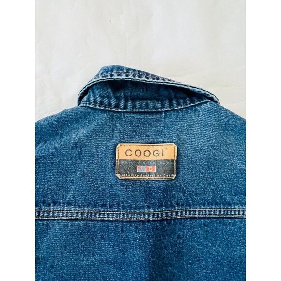 Coogi Down Under Womens Jean Jacket Blue Denim Fringe Hem Button Up Long Sleeve - Picture 7 of 10